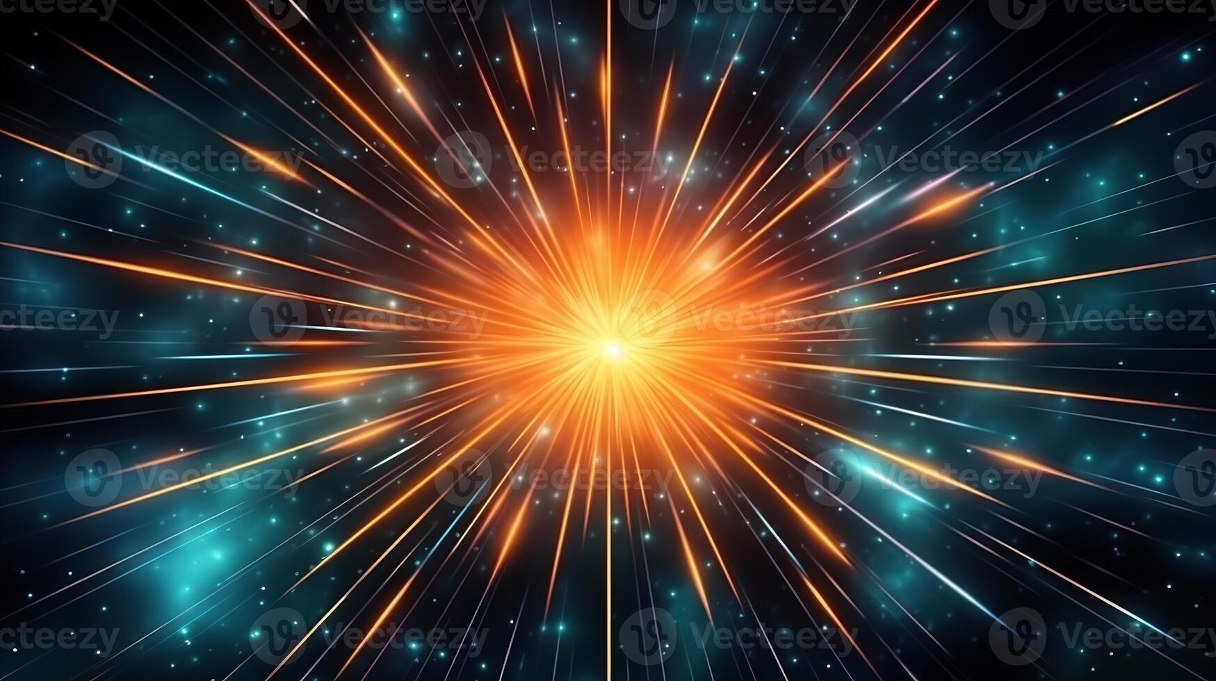 High-energy particles explosion. Star explosion with particles. Star warp and Wormhole. . photo