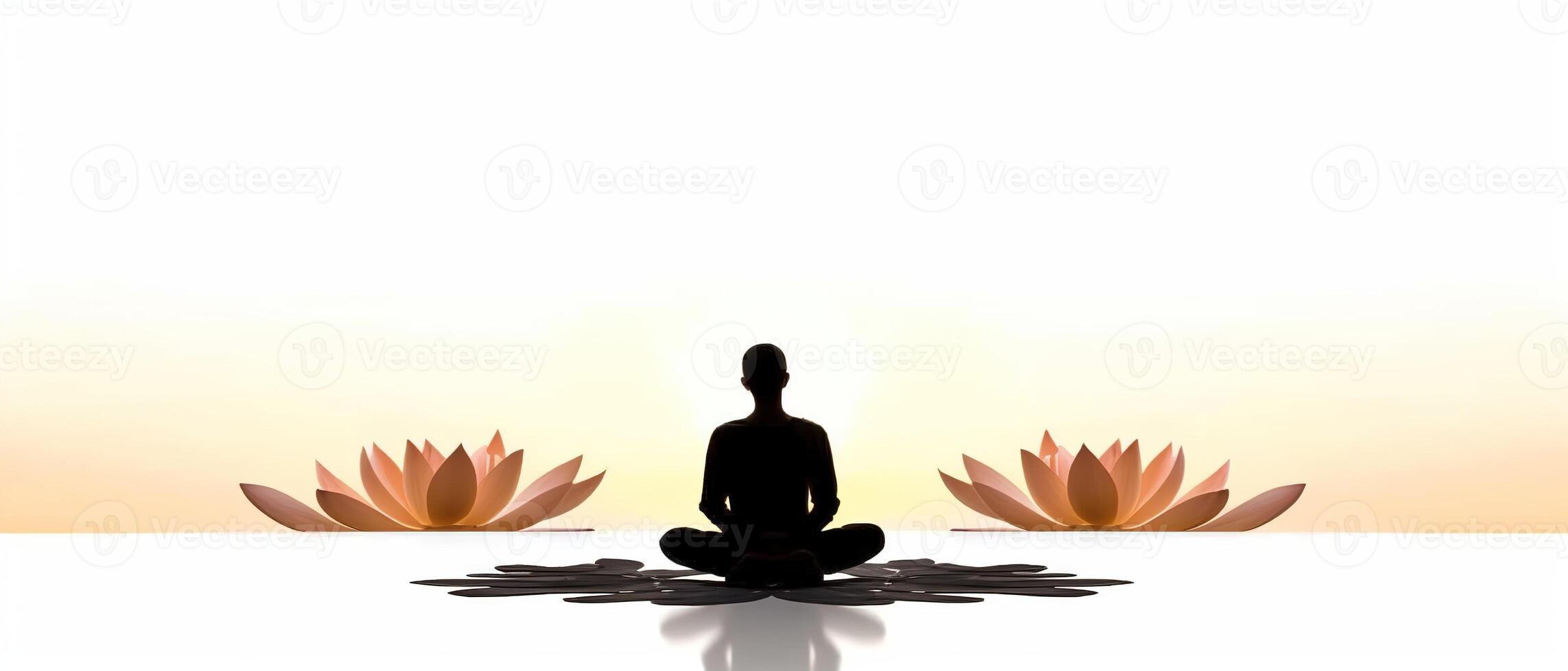 International day of yoga in Lotus pose. Ideal design for poster, banner. 21 june. . photo