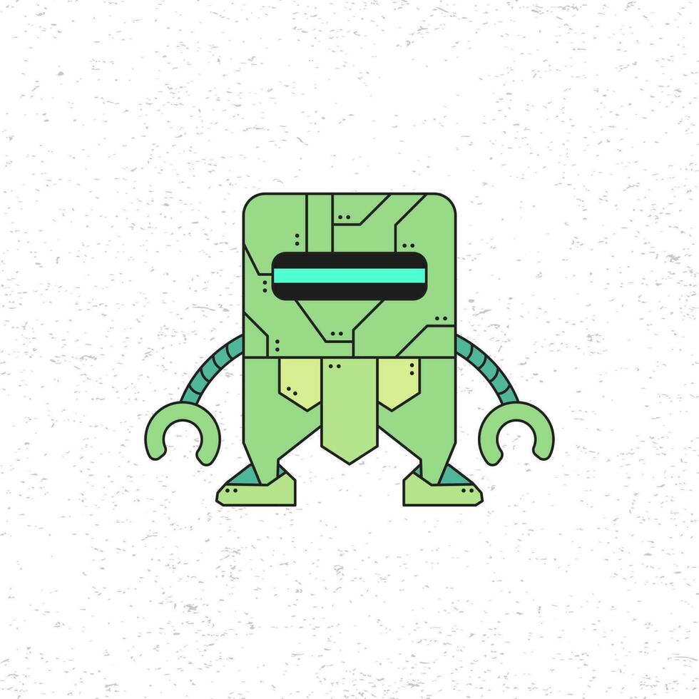 Cartoon cute robot vector icon illustration in green color. Future science technology concept. Premium vector isolated in flat cartoon style. Suitable for icons, stickers, games and graphic elements.