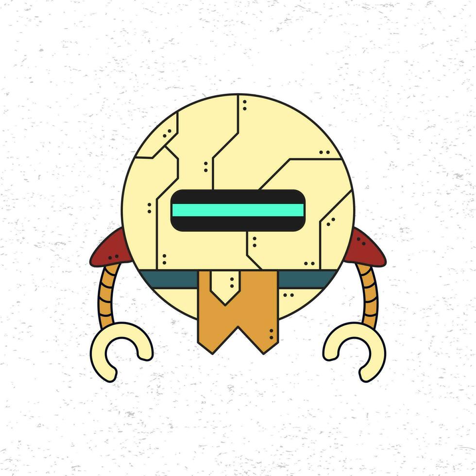 Cartoon cute robot vector icon illustration in yellow color. Future science technology concept. Premium vector isolated in flat cartoon style. Suitable for icons, stickers, games and graphic elements.