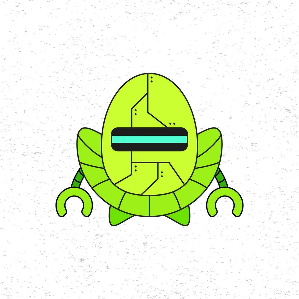 Cartoon cute robot vector icon illustration in green color. Future science technology concept. Premium vector isolated in flat cartoon style. Suitable for icons, stickers, games and graphic elements.