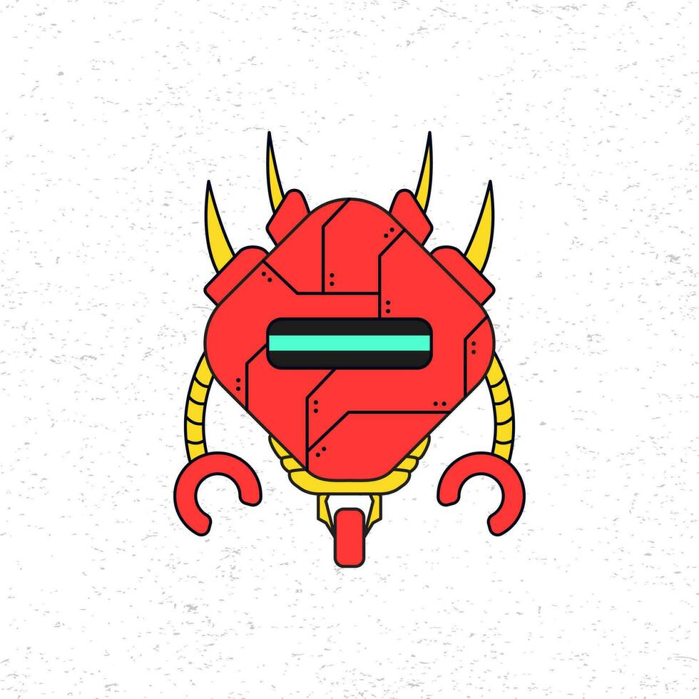 Cartoon cute robot vector icon illustration in red color. Future science technology concept. Premium vector isolated in flat cartoon style. Suitable for icons, stickers, games and graphic elements.