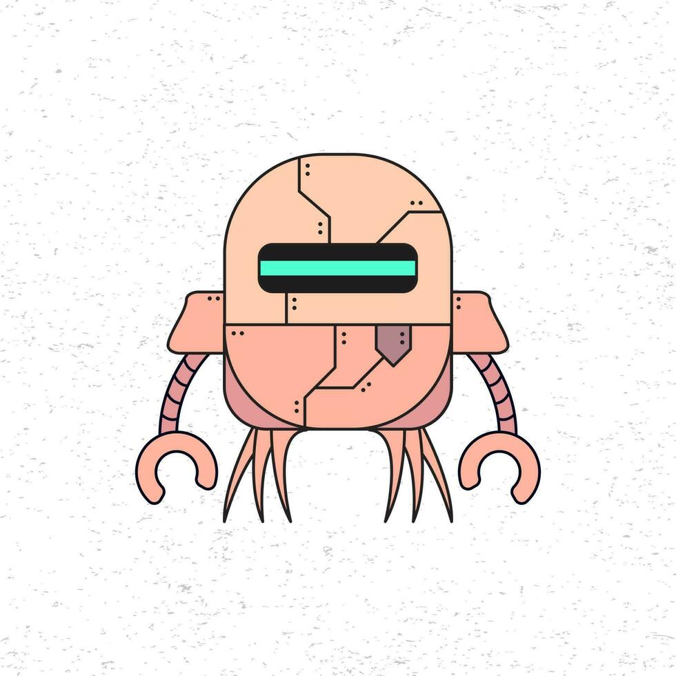 Cartoon cute robot vector icon illustration in pink color. Future science technology concept. Premium vector isolated in flat cartoon style. Suitable for icons, stickers, games and graphic elements.