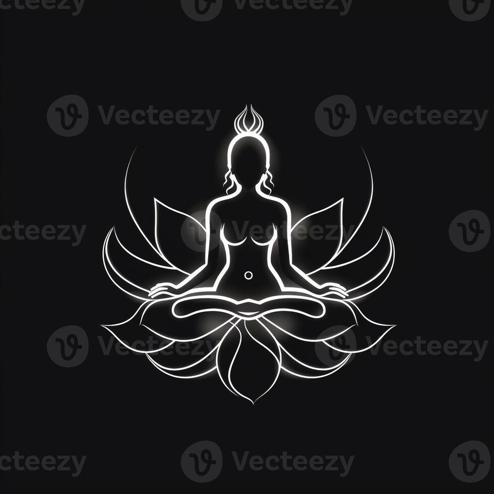 logo de yoga. loto flor logo con humano silueta. ai generado. foto