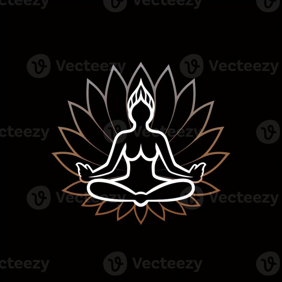 Logo of Yoga. Lotus flower logo with human silhouette. . photo