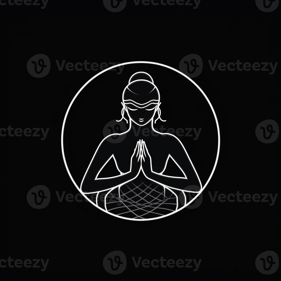 Logo of Yoga. Lotus flower logo with human silhouette. . photo