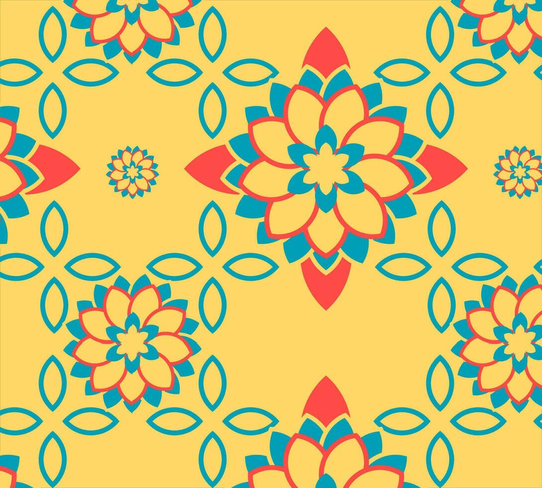 banner pattern flower recipe 3 color yellow red and blue green texture vector