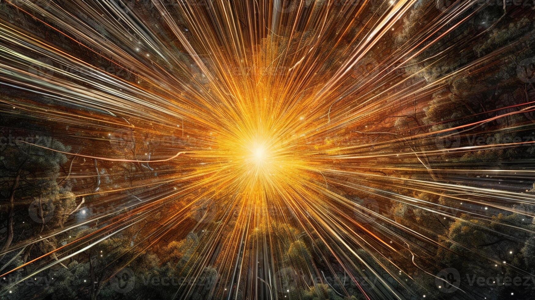 High-energy particles explosion. Star explosion with particles. Star warp and Wormhole. . photo