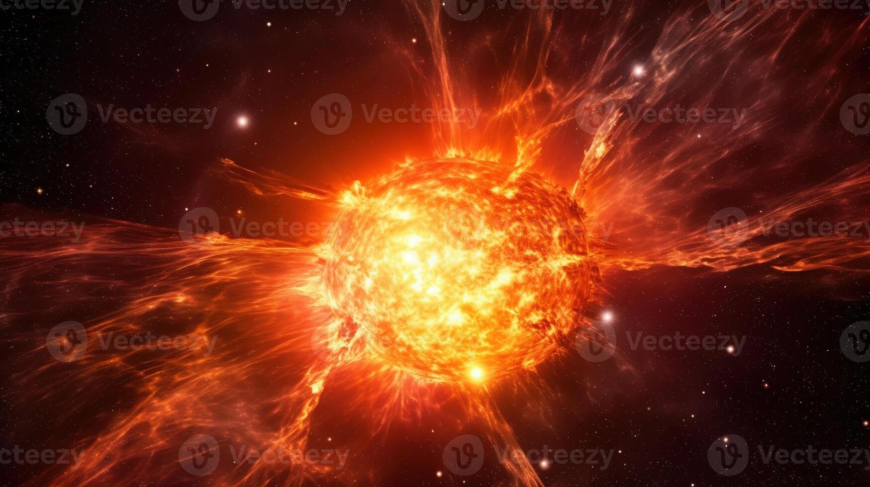 High-energy particles explosion. Star explosion with particles. Star warp and Wormhole. . photo