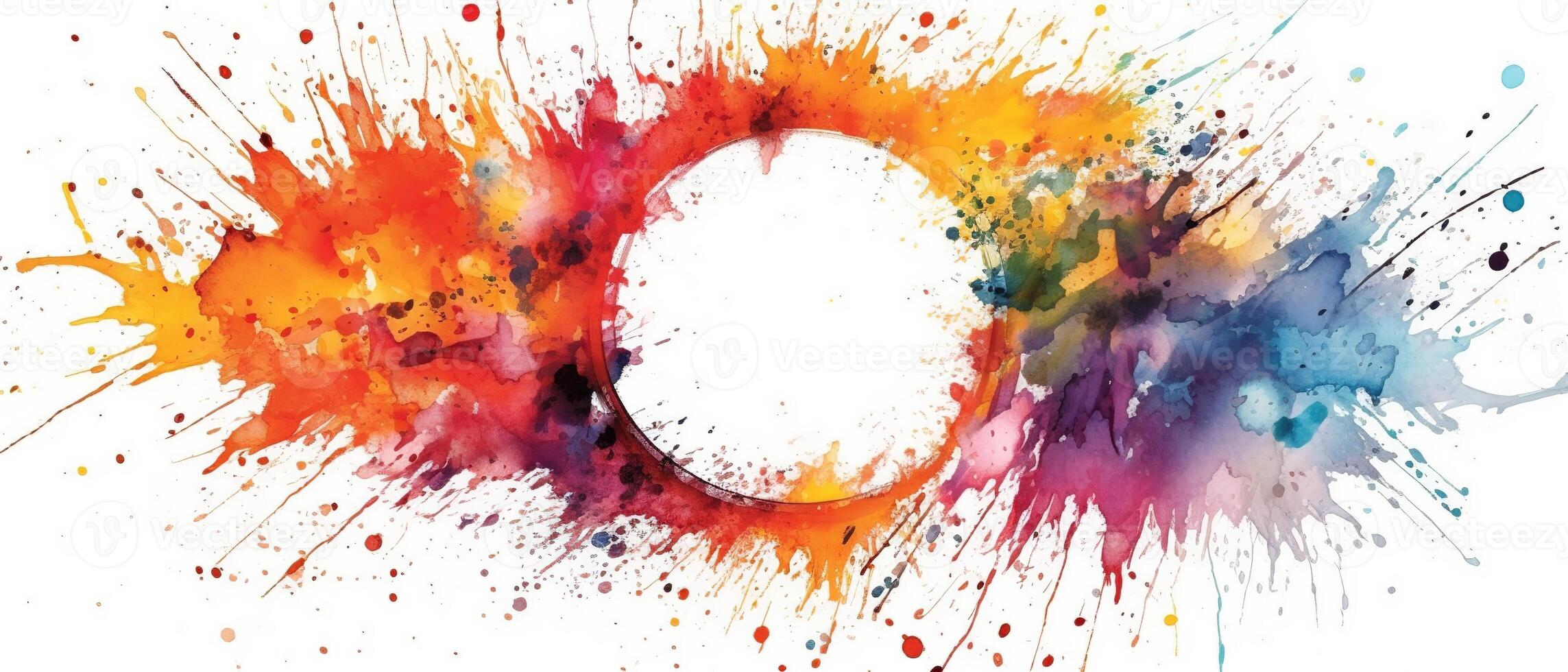 Multicolored splash watercolor template for designs on a white background. . photo