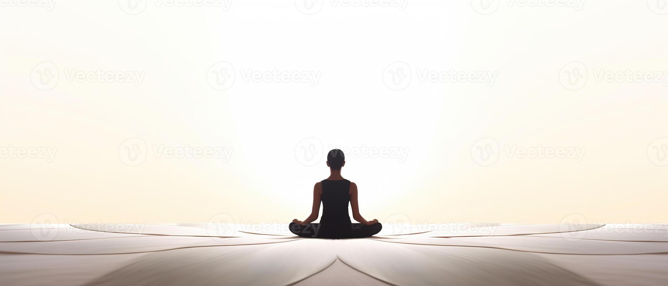 International day of yoga in Lotus pose. Ideal design for poster, banner. 21 june. . photo