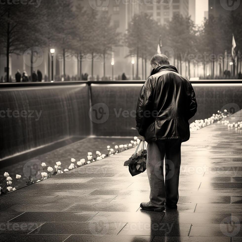 911 patriotic day. September 11 Memorial, ground zero. We will never forget. . photo