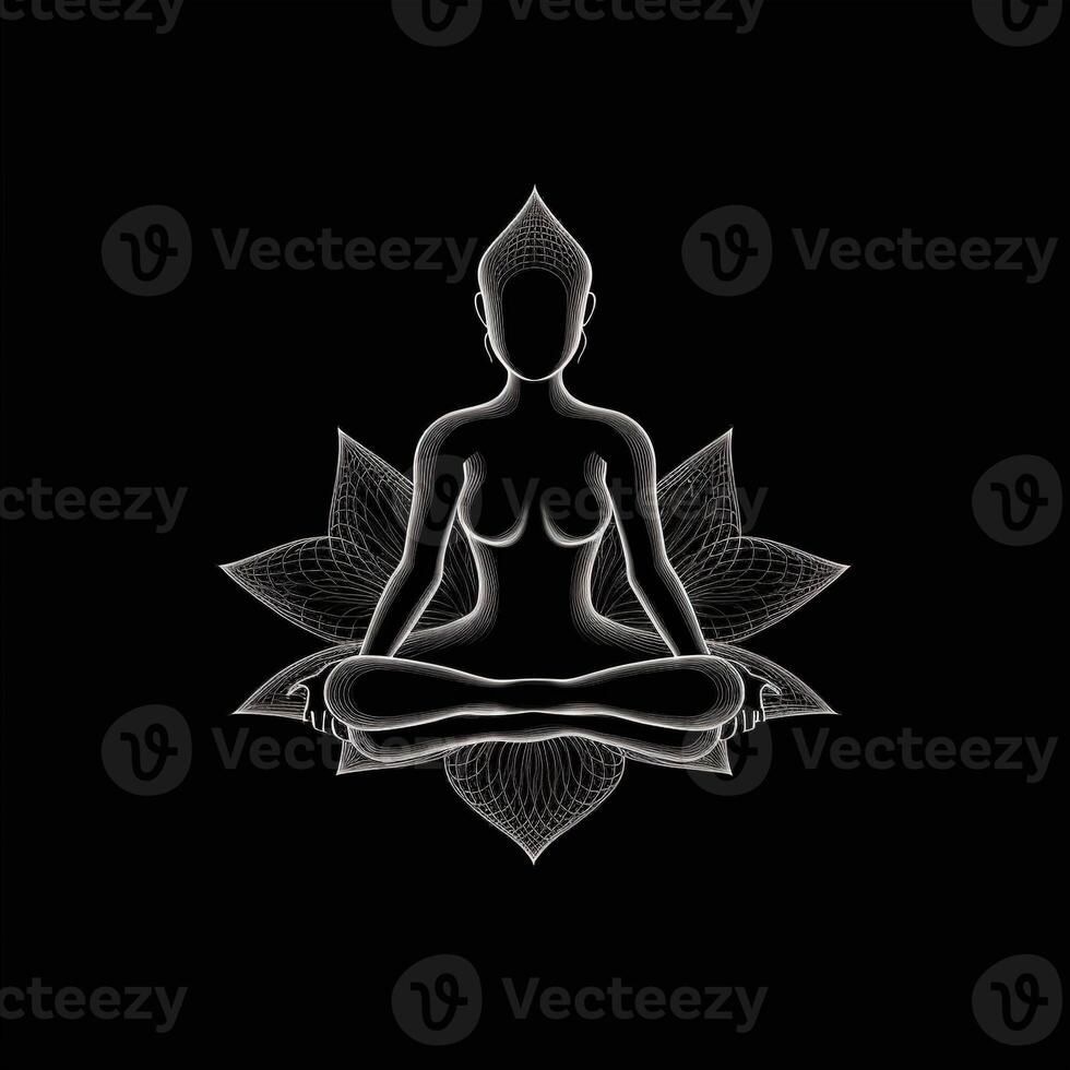 Logo of Yoga. Lotus flower logo with human silhouette. . photo