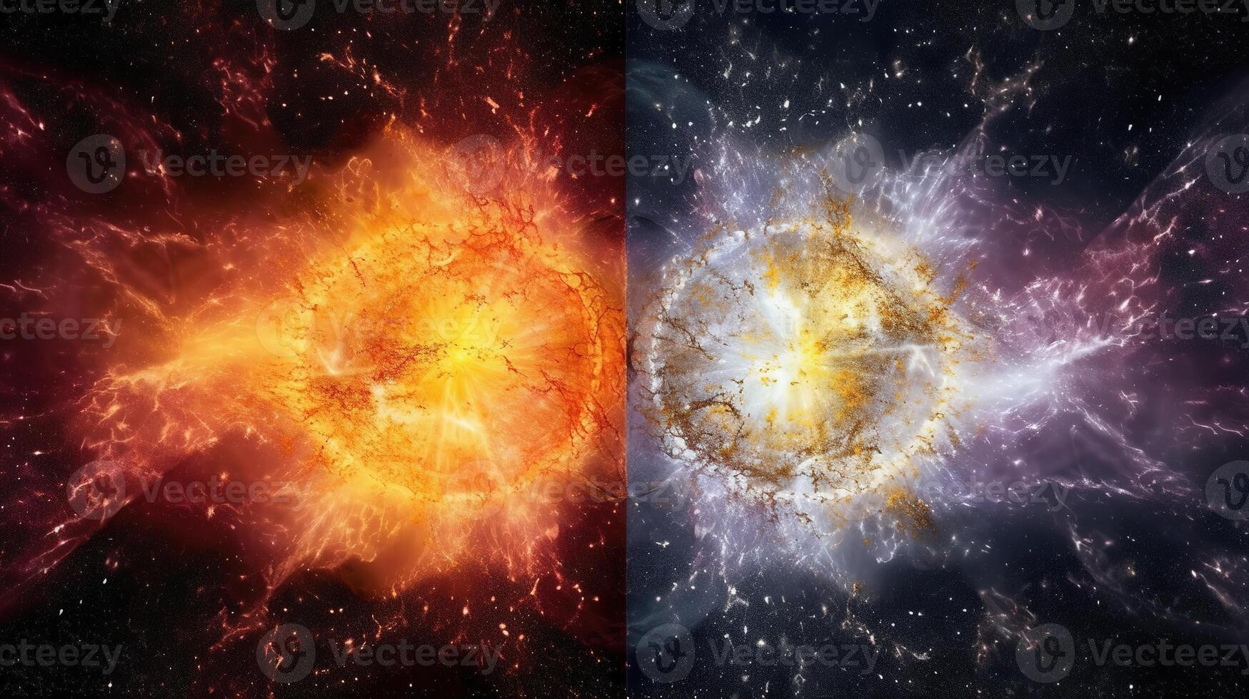 High-energy particles explosion. Star explosion with particles. Star warp and Wormhole. . photo