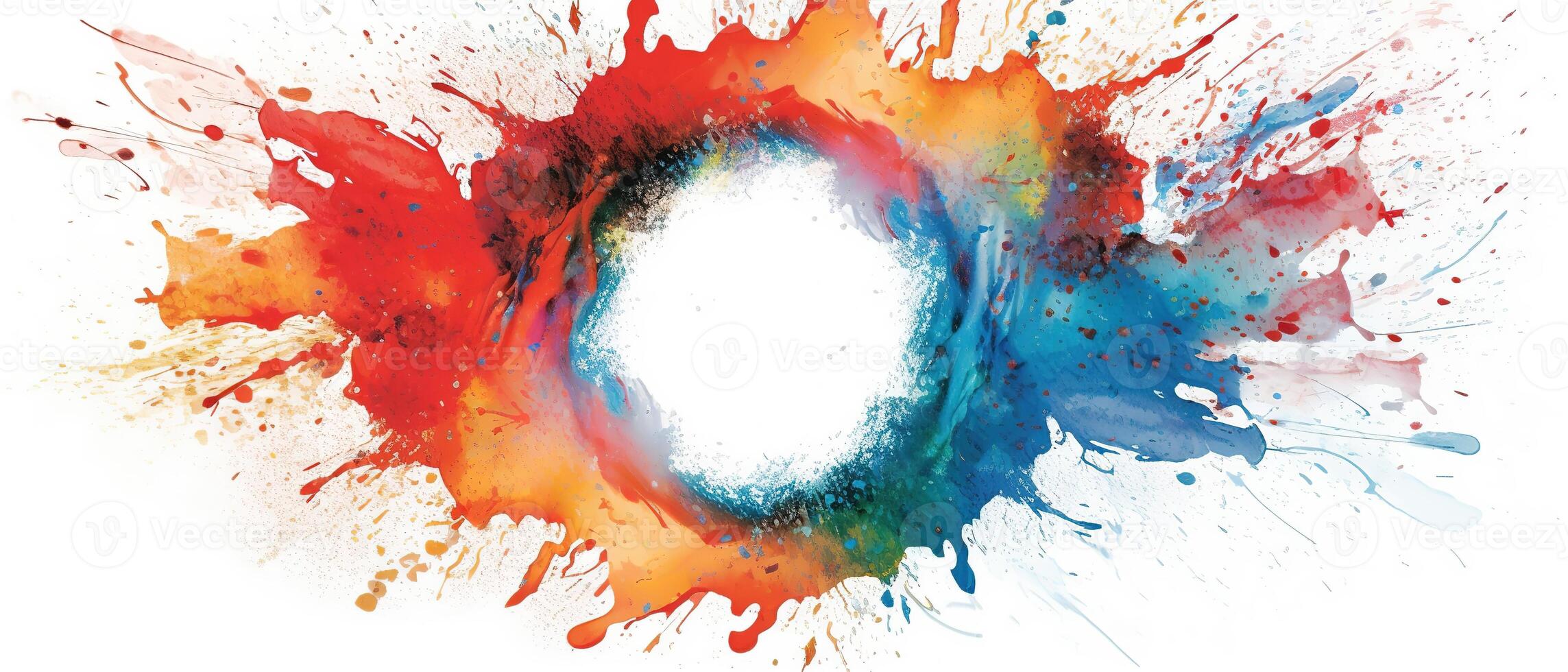 Multicolored splash watercolor template for designs on a white background. . photo