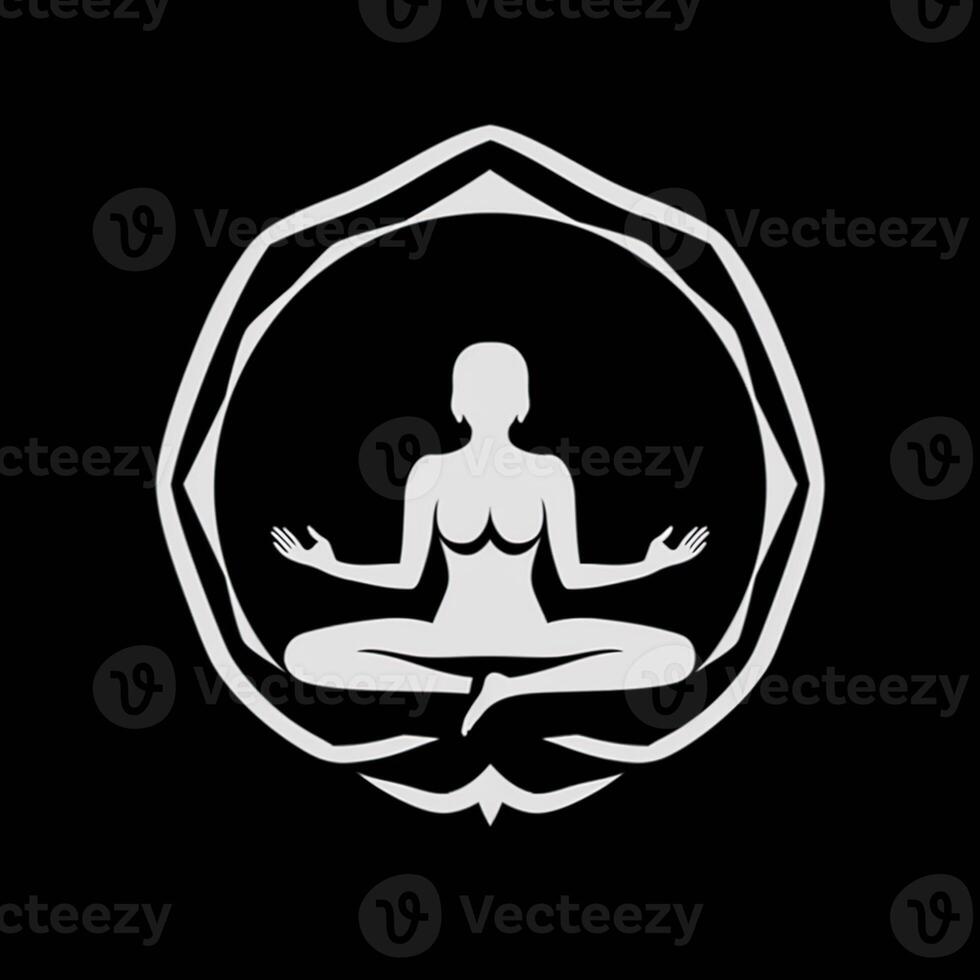 Logo of Yoga. Lotus flower logo with human silhouette. . photo