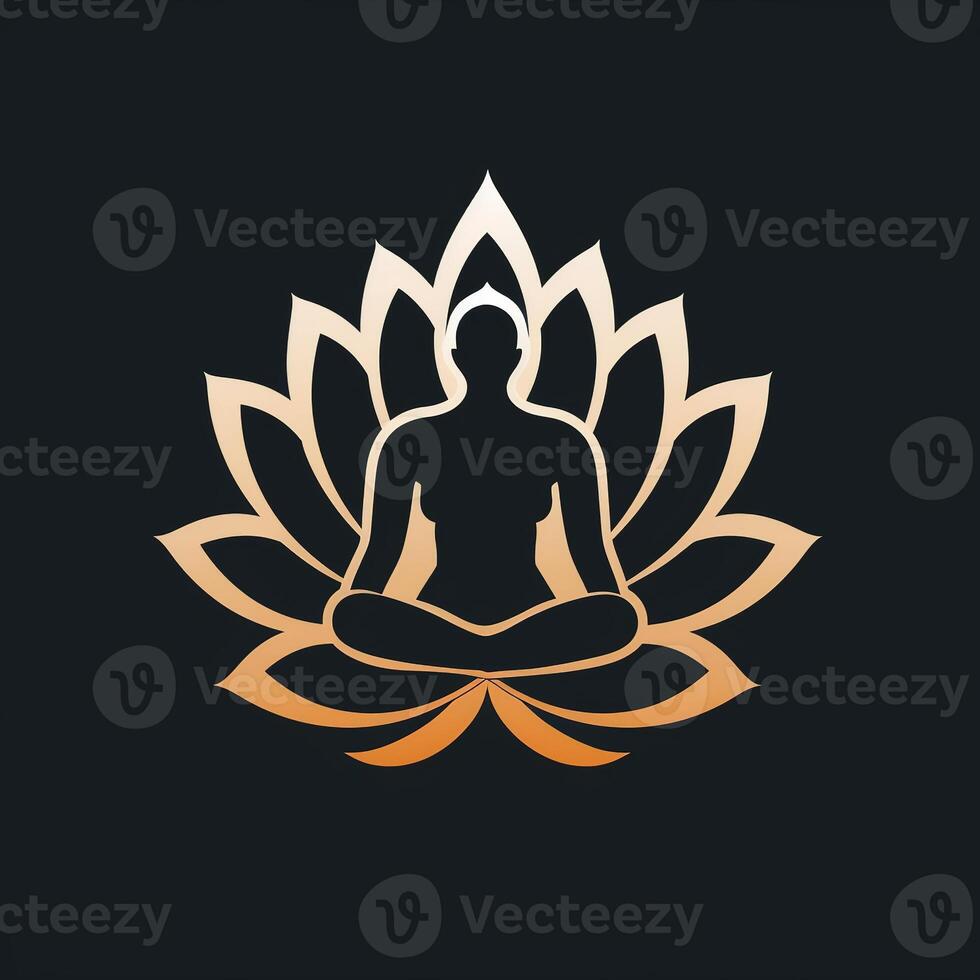 Logo of Yoga. Lotus flower logo with human silhouette. . photo