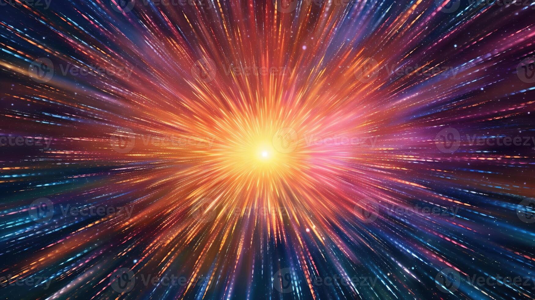 High-energy particles explosion. Star explosion with particles. Star warp and Wormhole. . photo