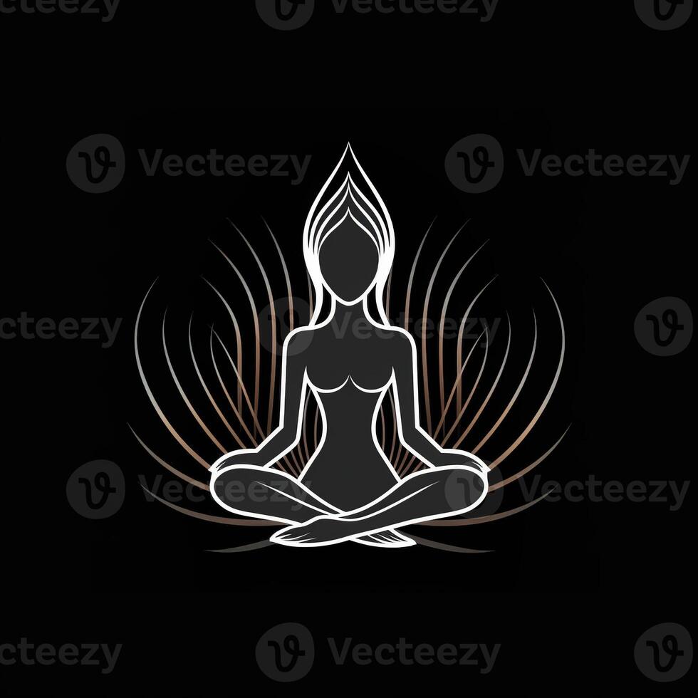 Logo of Yoga. Lotus flower logo with human silhouette. . photo