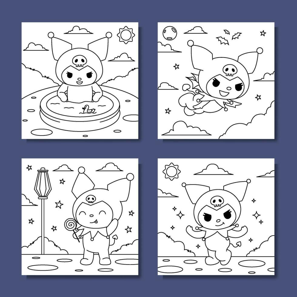 Cute Rabbit Activities Drawing Pages vector