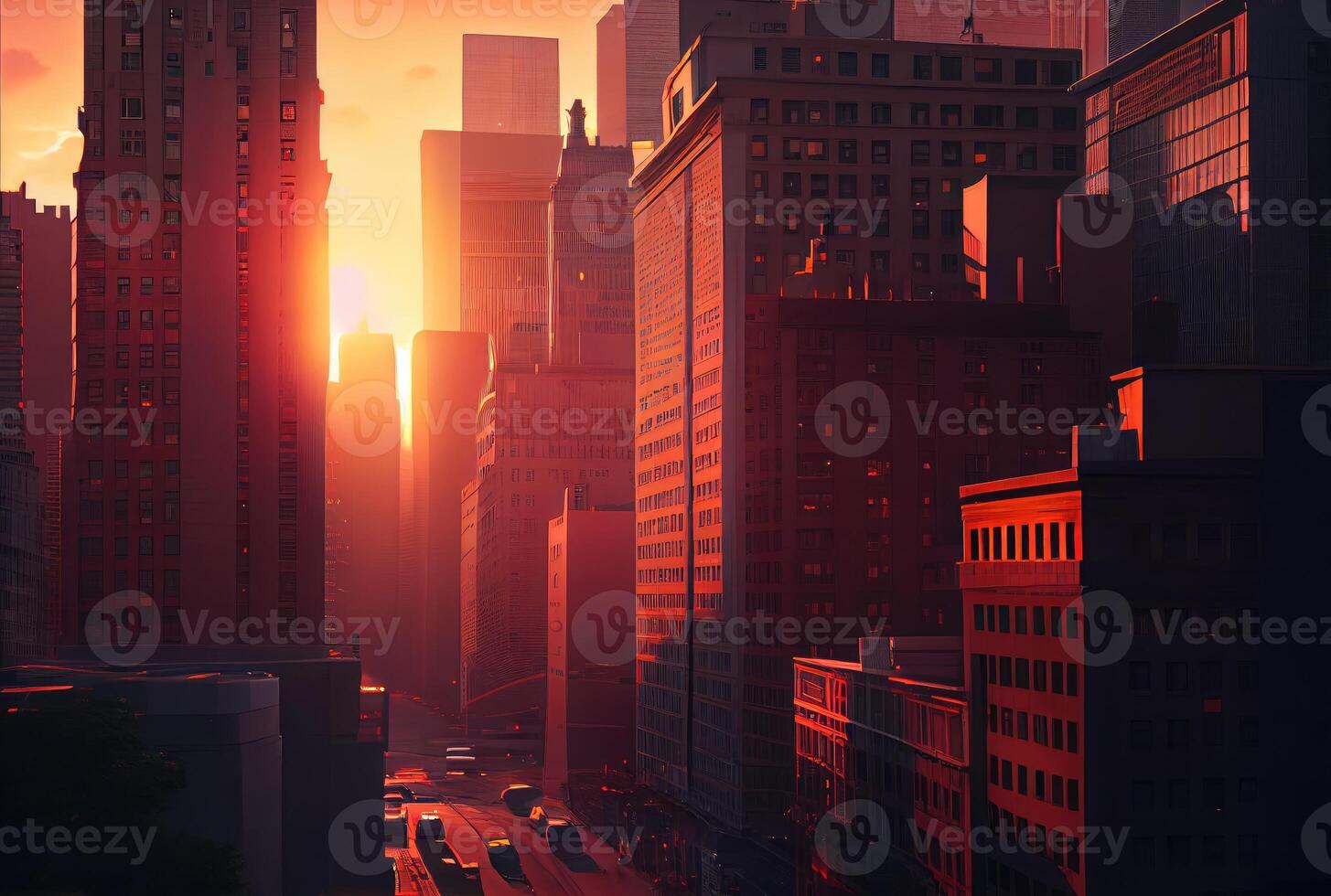 Beautiful cityscape view with sunlight in the sunset background. Downtown and tourism concept. photo