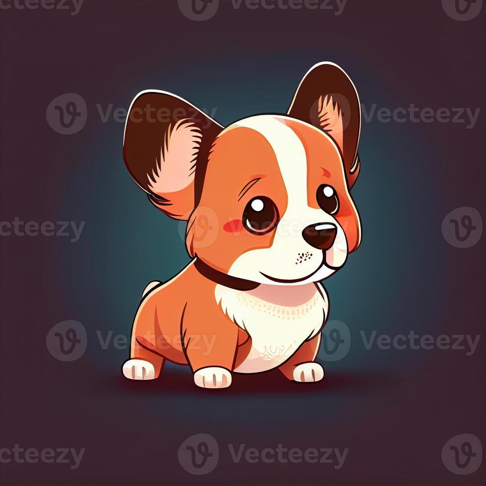 Cute Corgi dog cartoon drawing. Digital art illustration. photo