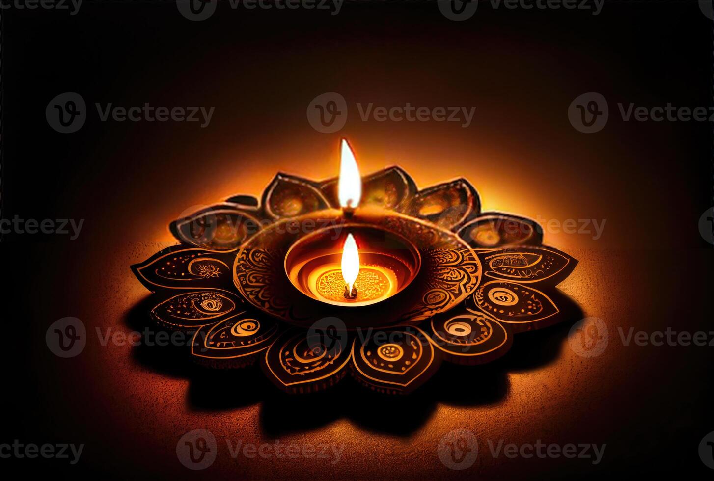 Diwali the festival of lights colorful lanterns with candlelight in the dark background. Holiday and culture concept. photo