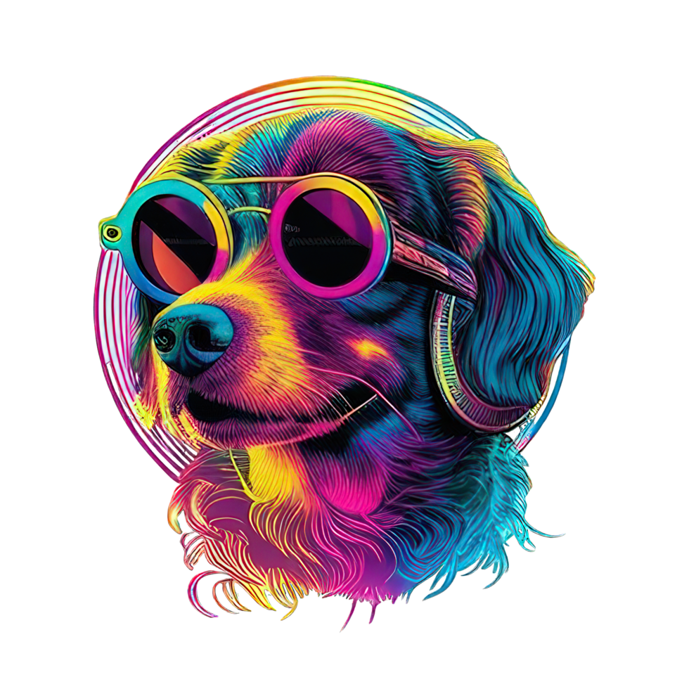ilustração gráfico do colorida cachorro vestindo oculos de sol isolado Boa para ícone, mascote, imprimir, Projeto elemento ai generativo png
