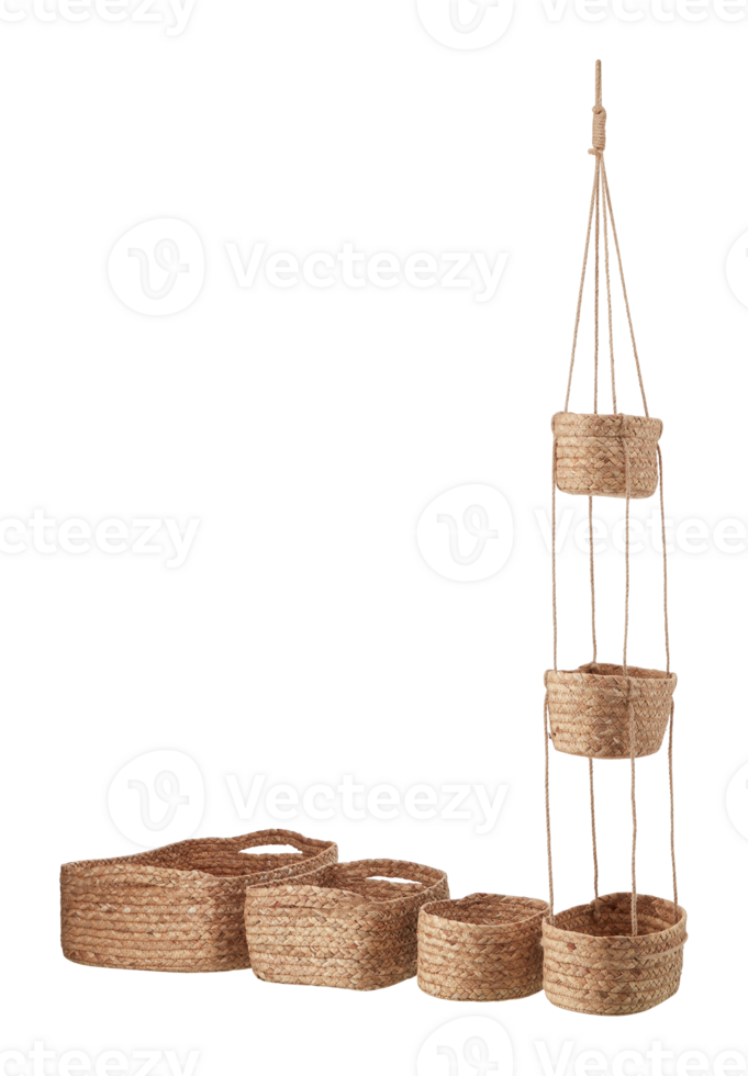 korg av vävd tyg, naturlig material, krajood - låg form med skära ut isolerat på transparent bakgrund png