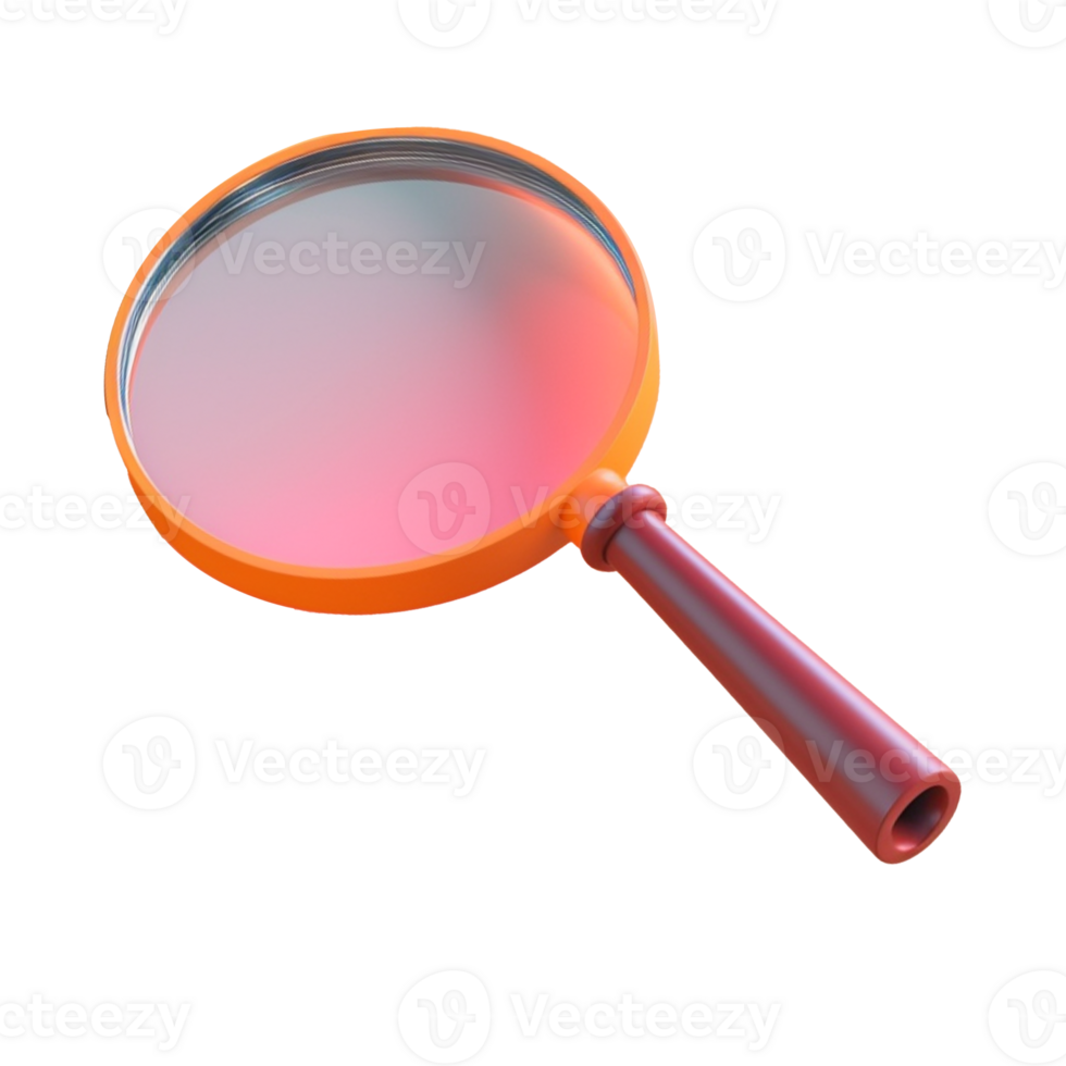 magnifying glass in 3D style trending color palette with png