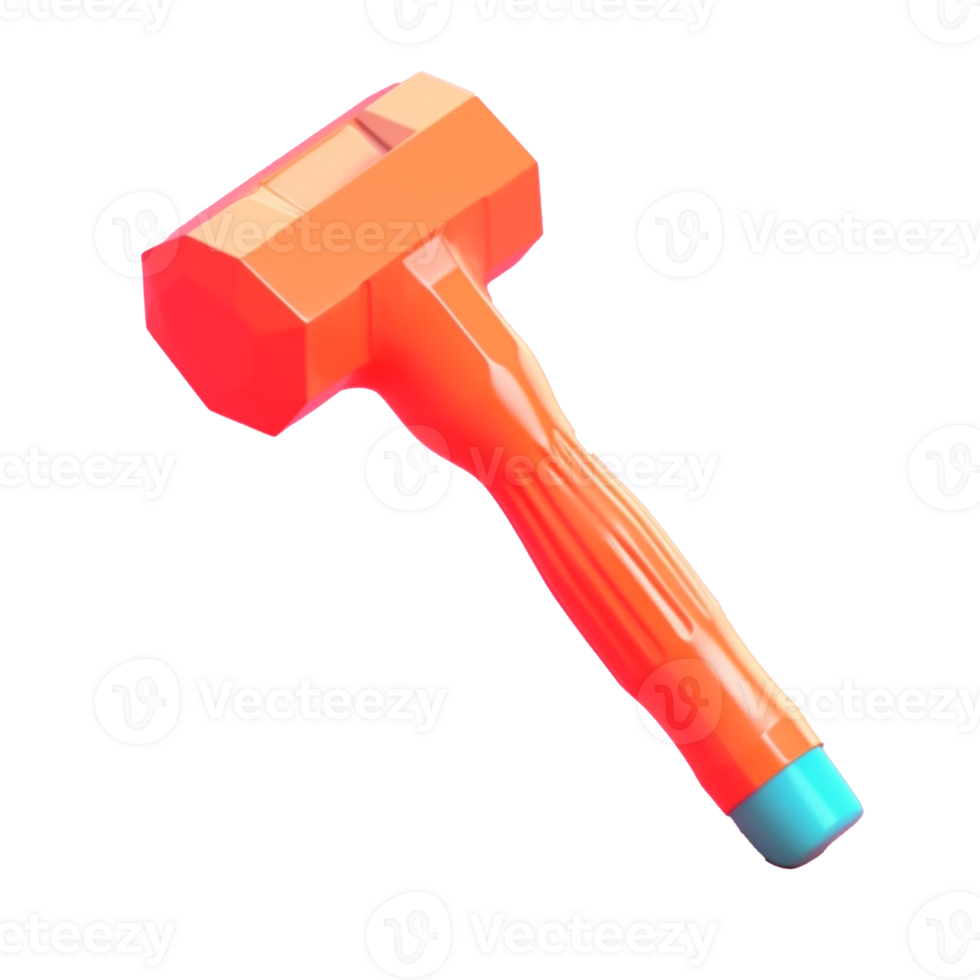 hammer in 3D style trending color palette with png