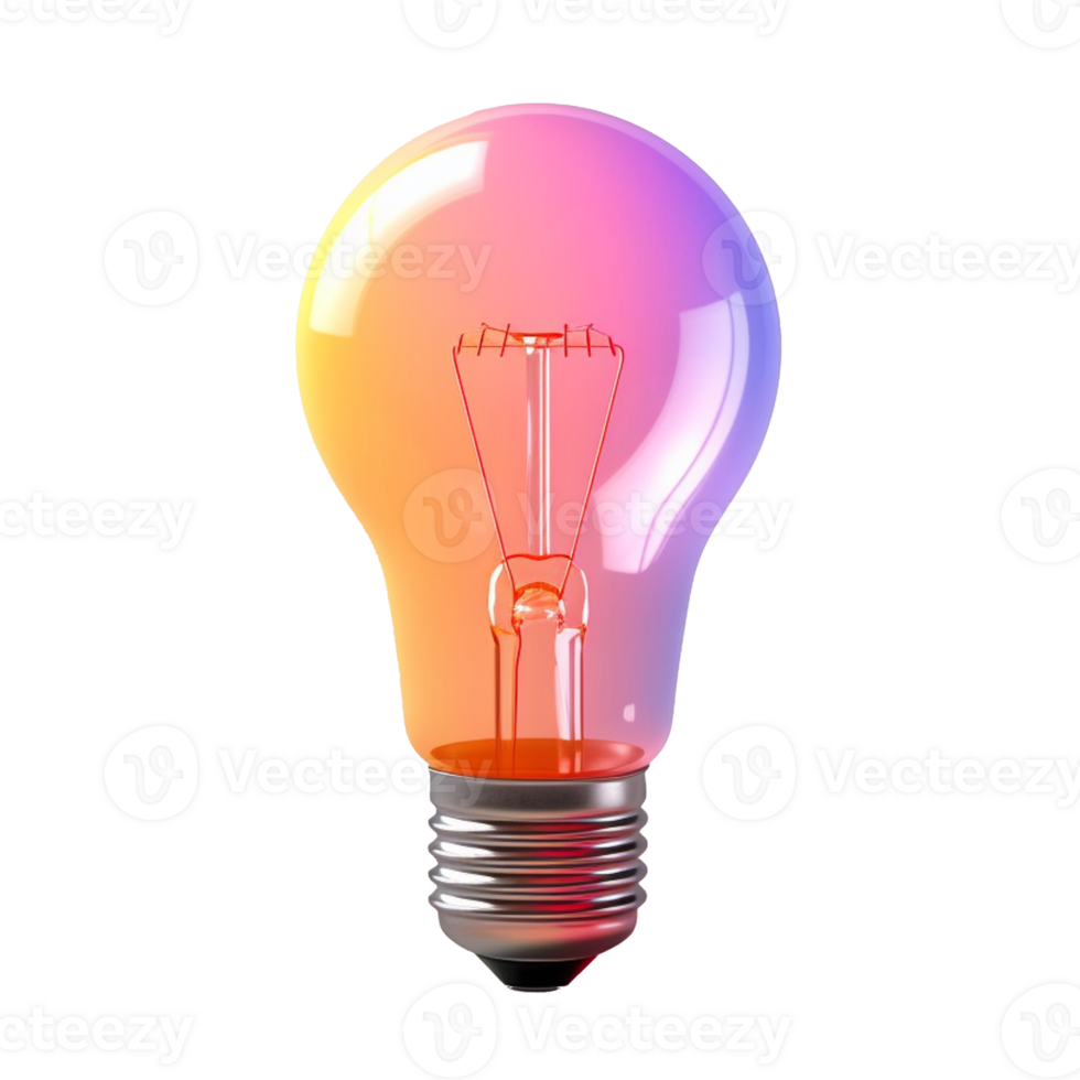 light bulb in 3D style trending color palette with png