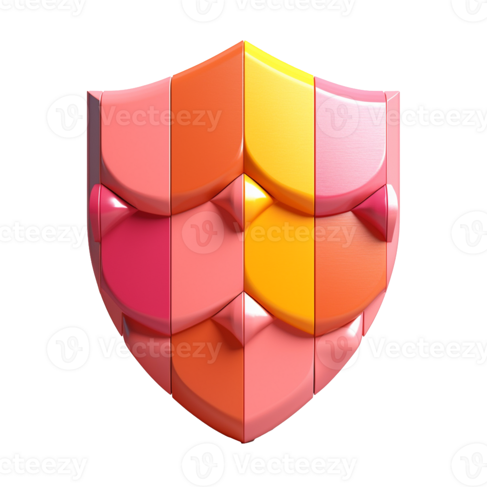 shield in 3D style trending color palette with png