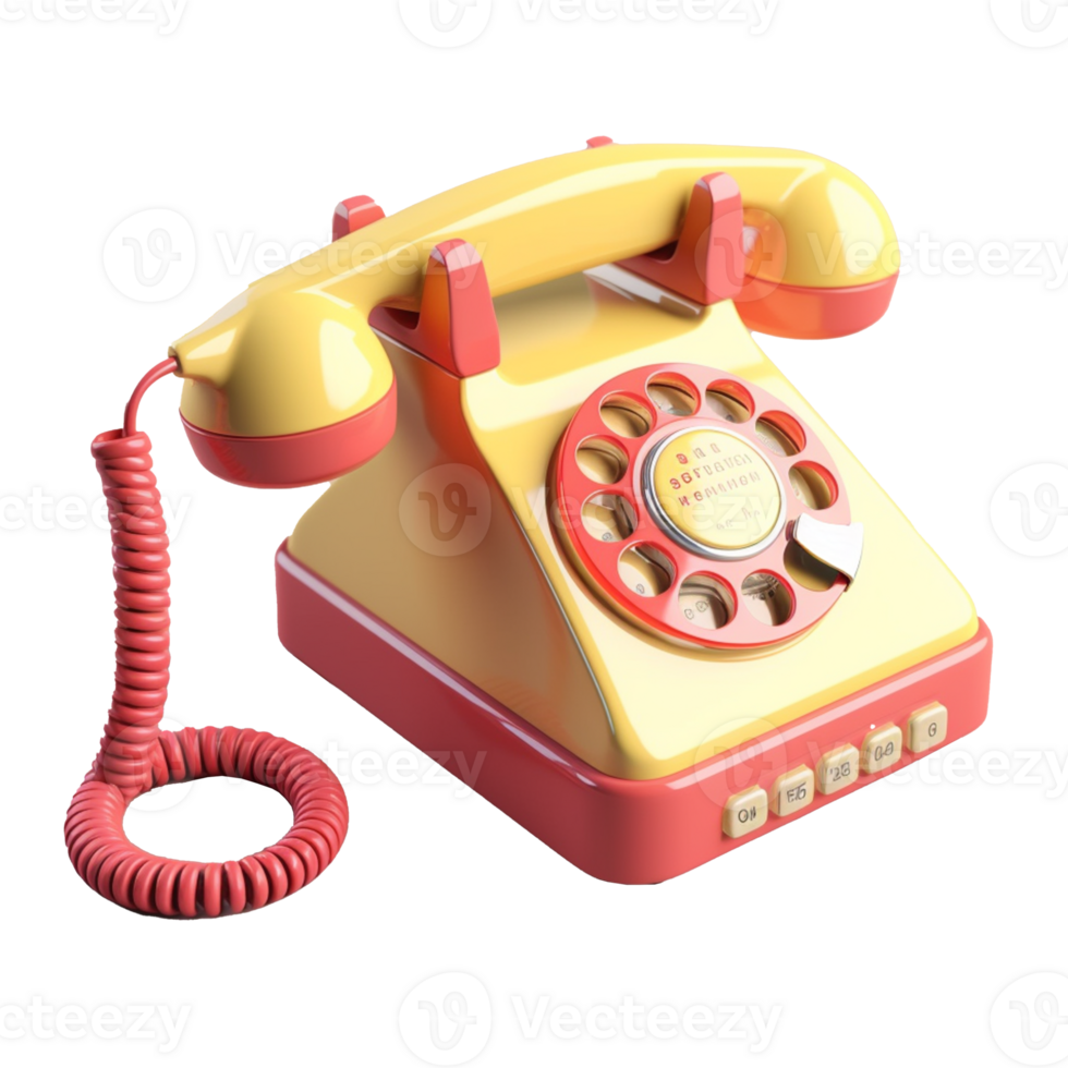 vintage telephone in 3D style trending color palette with png