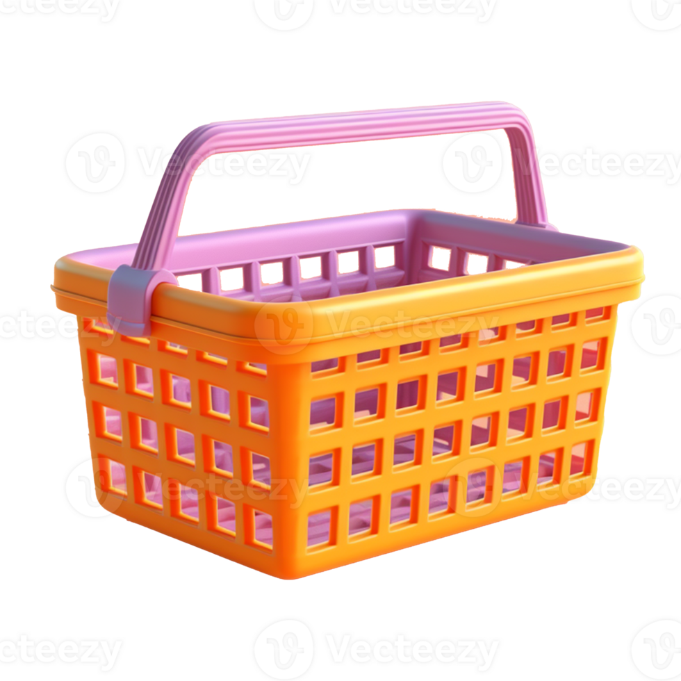 compras cesta dentro 3d estilo tendendo cor paleta com generativo ai png