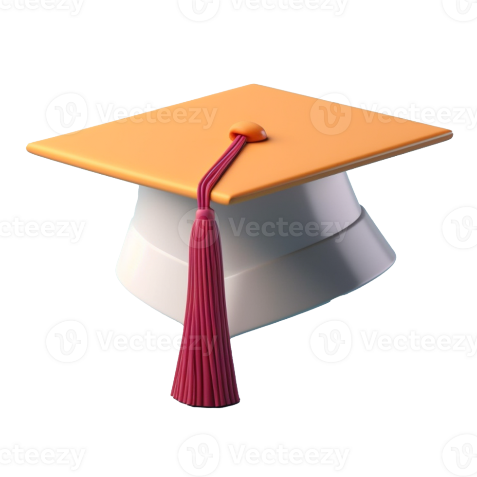 graduation cap in 3D style trending color palette with png