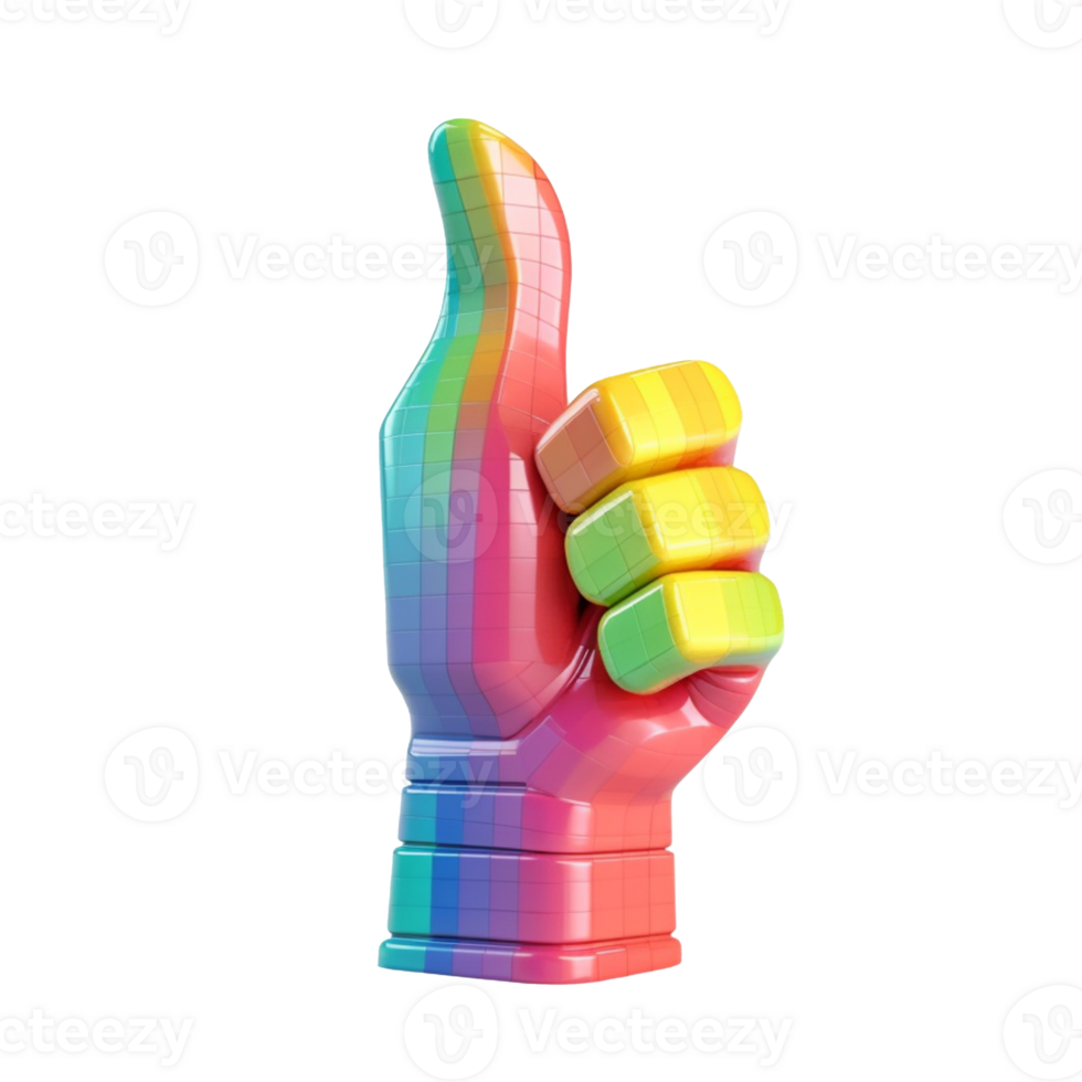 thumbs up in 3D style trending color palette with png