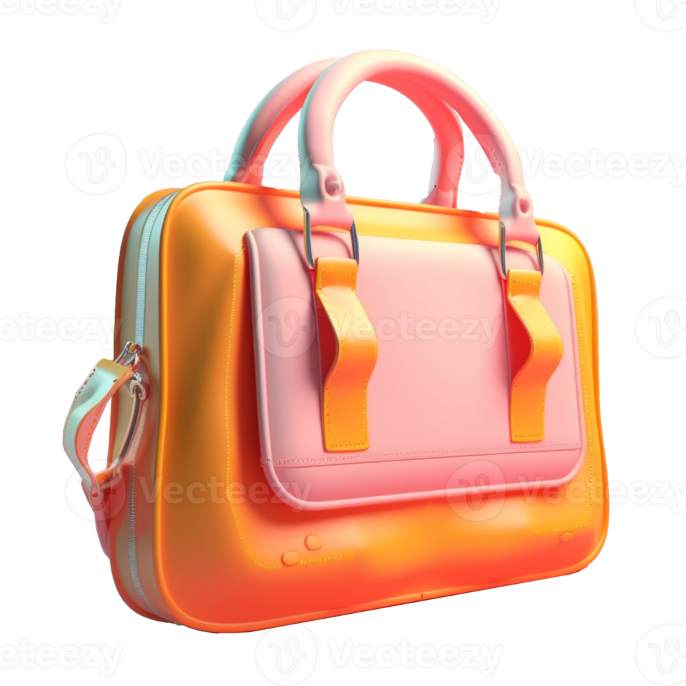 business bag in 3D style trending color palette with png