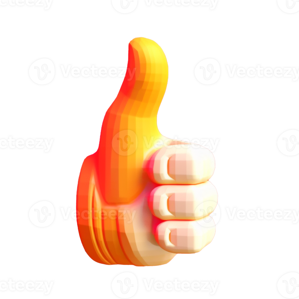 thumbs up in 3D style trending color palette with png