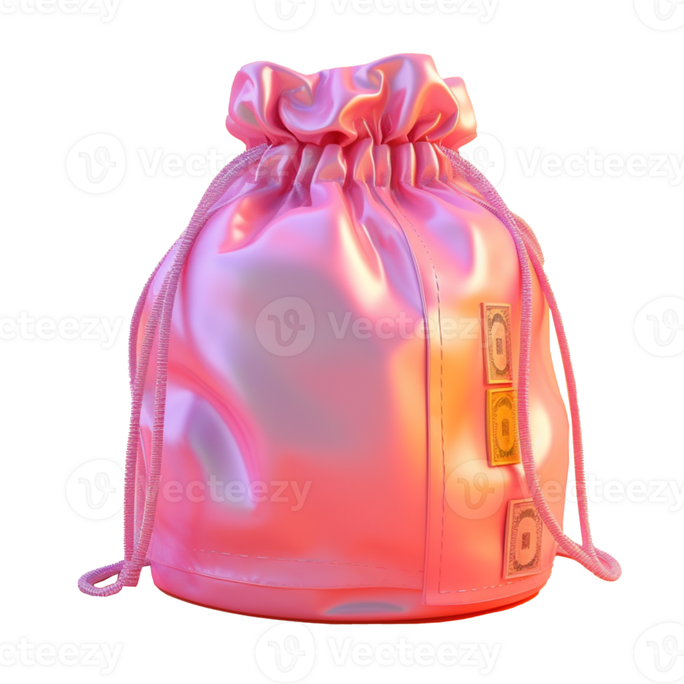 money bag in 3D style trending color palette with png