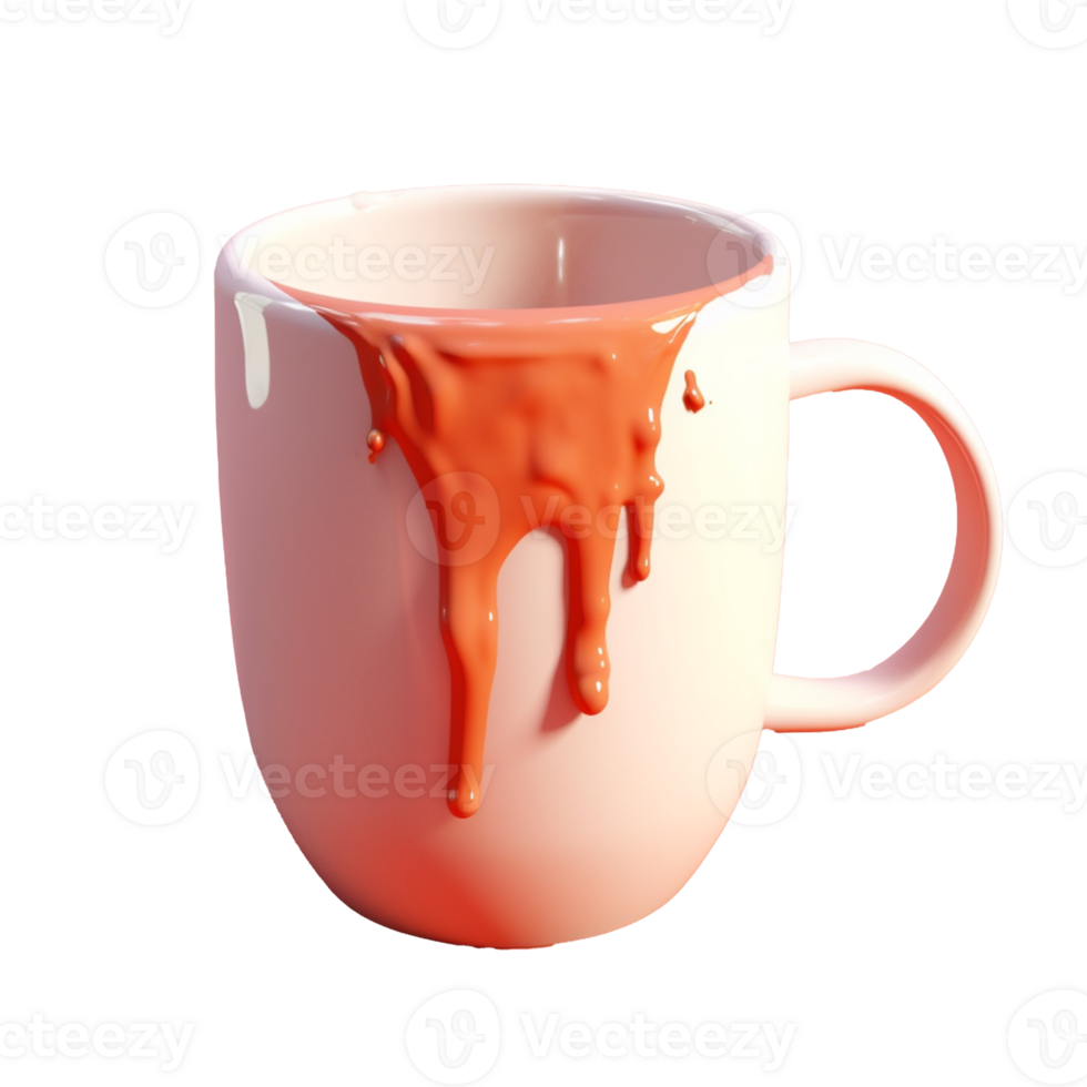 hot coffee mug in 3D style trending color palette with png