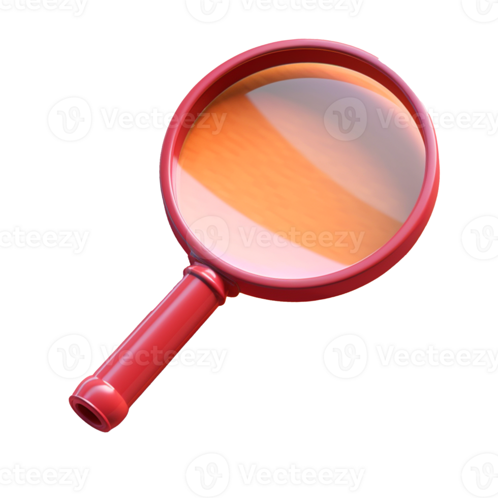 magnifying glass in 3D style trending color palette with png