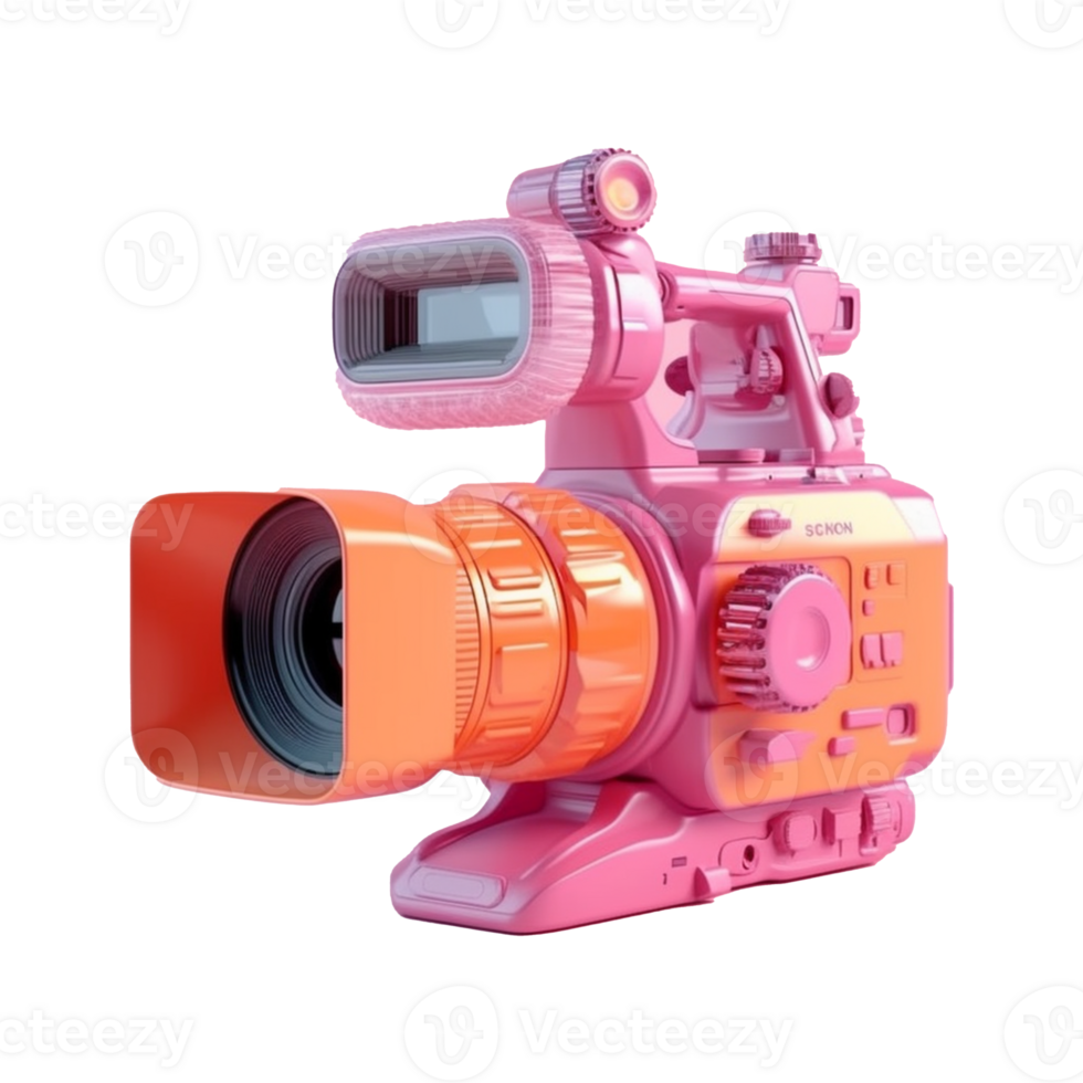 digital camera in 3D style trending color palette with png