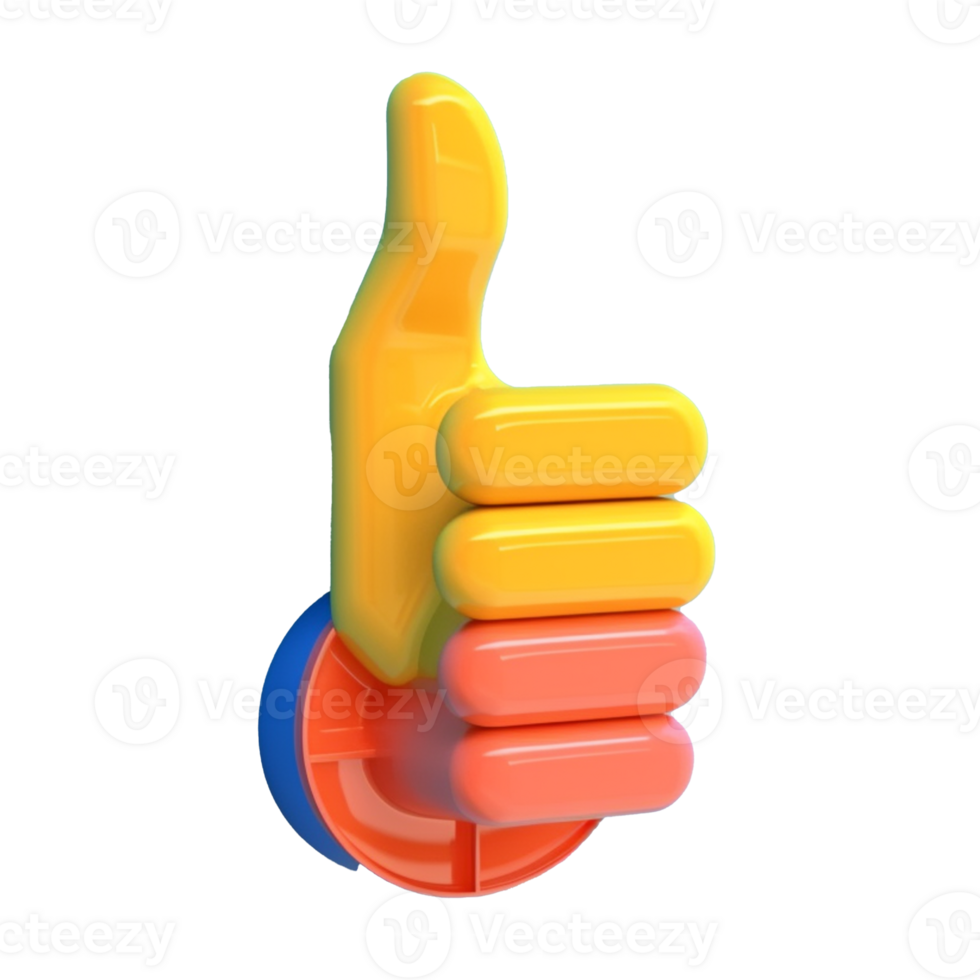 thumbs up in 3D style trending color palette with png