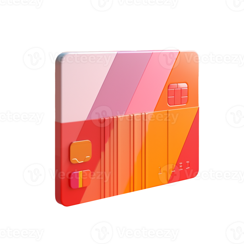 credit card in 3D style trending color palette with png