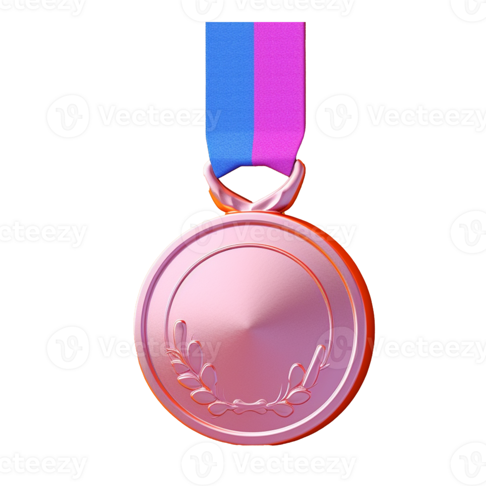medal in 3D style trending color palette with png