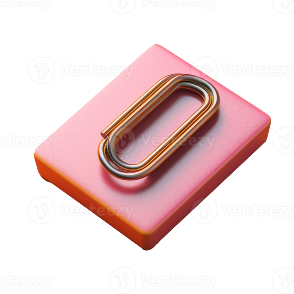 paper clip in 3D style trending color palette with png
