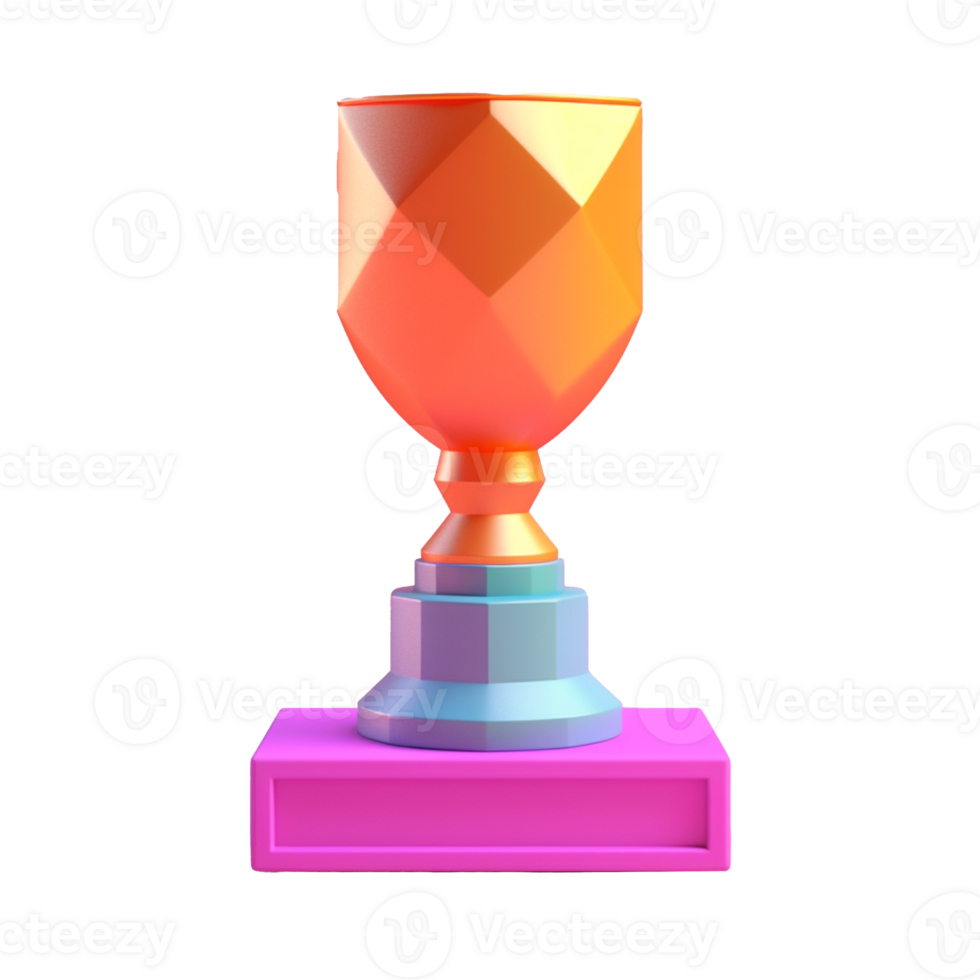 trophy in 3D style trending color palette with png