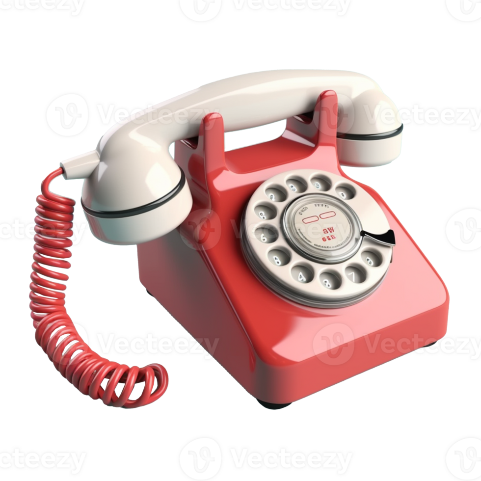 vintage telephone in 3D style trending color palette with png
