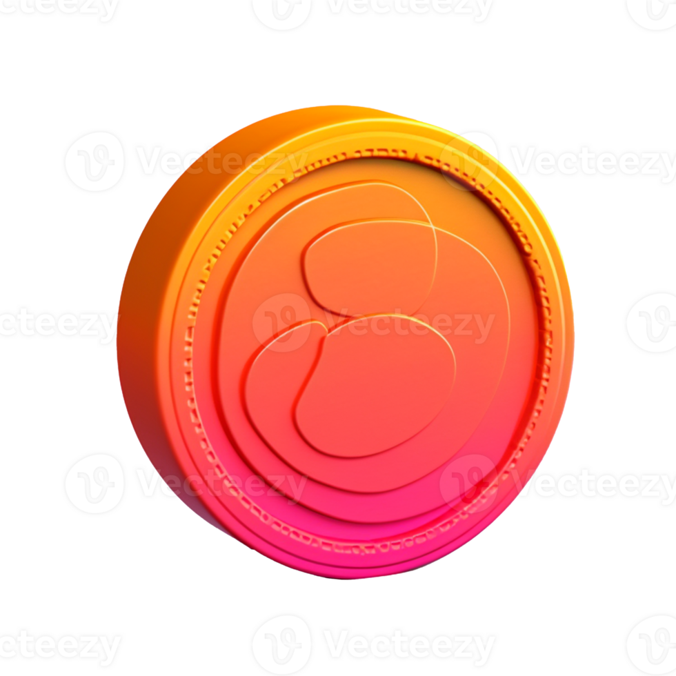coin in 3D style trending color palette with png
